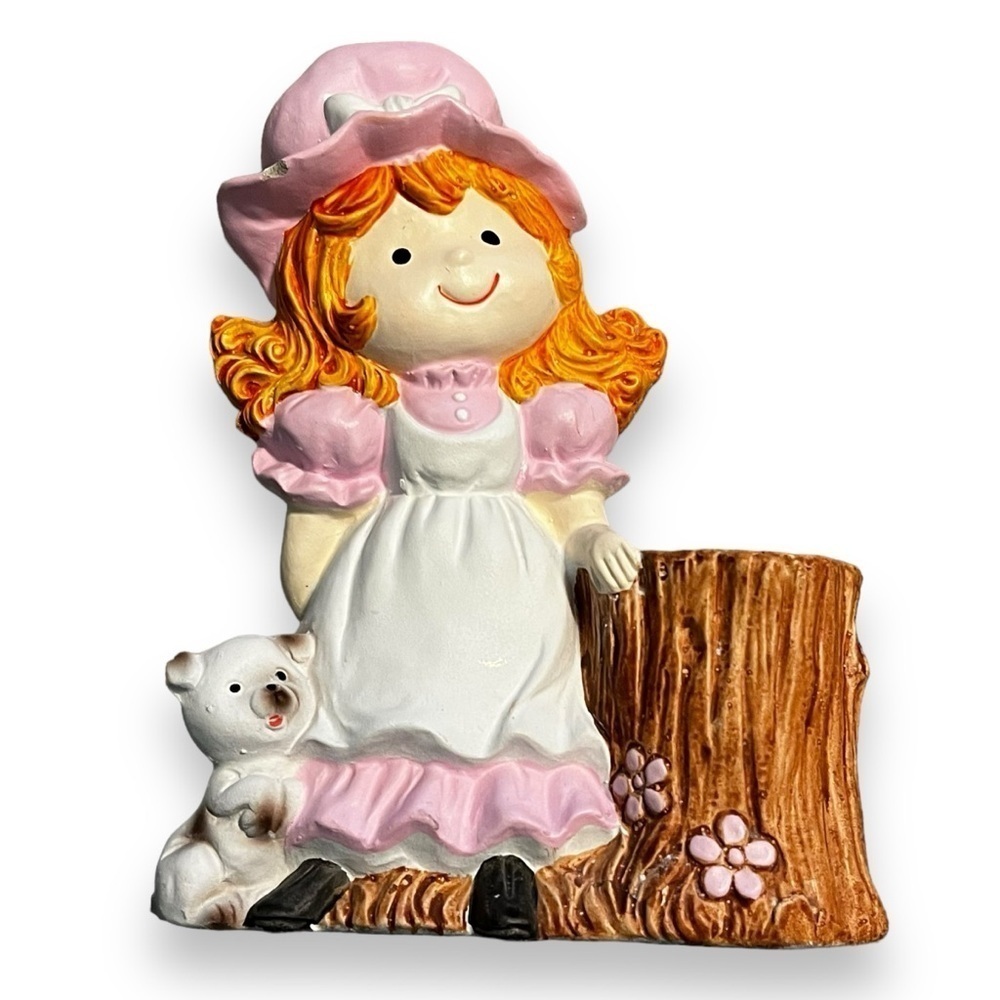 Chalkware Polly Pal Pencil Holder Plaster Made in Japan Vintage 1976 Small Chip
